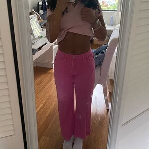 SHEIN pink high waisted long jeans 💝